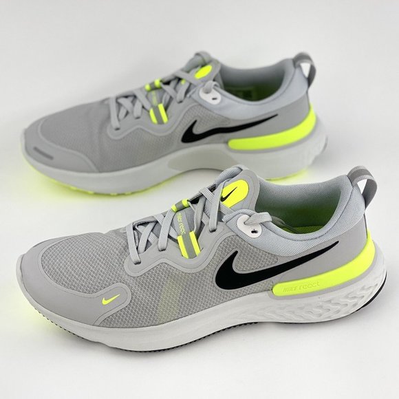 NEW Nike React Miller Grey Neon Green Men's Running Shoes Sneakers Yellow - Picture 3 of 12
